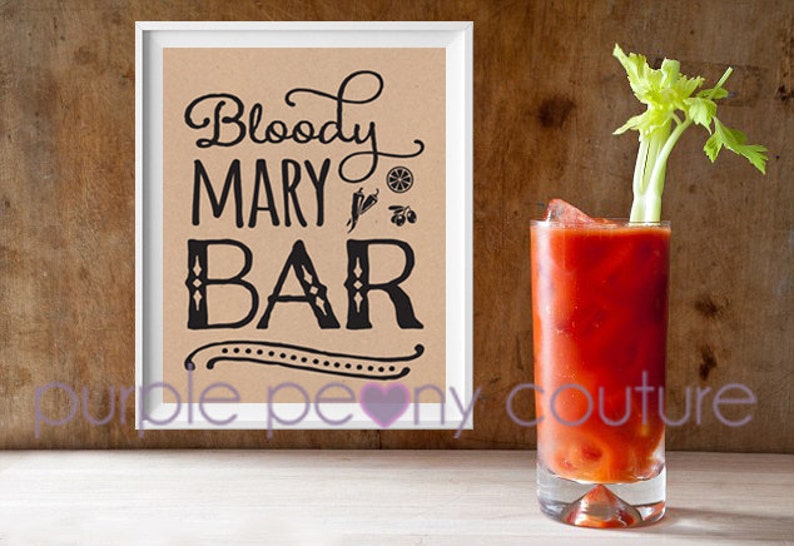 Printable Bloody Mary Bar Sign Poster Digital Brunch Bridal Shower Birthday Decoration INSTANT DOWNLOAD image 3