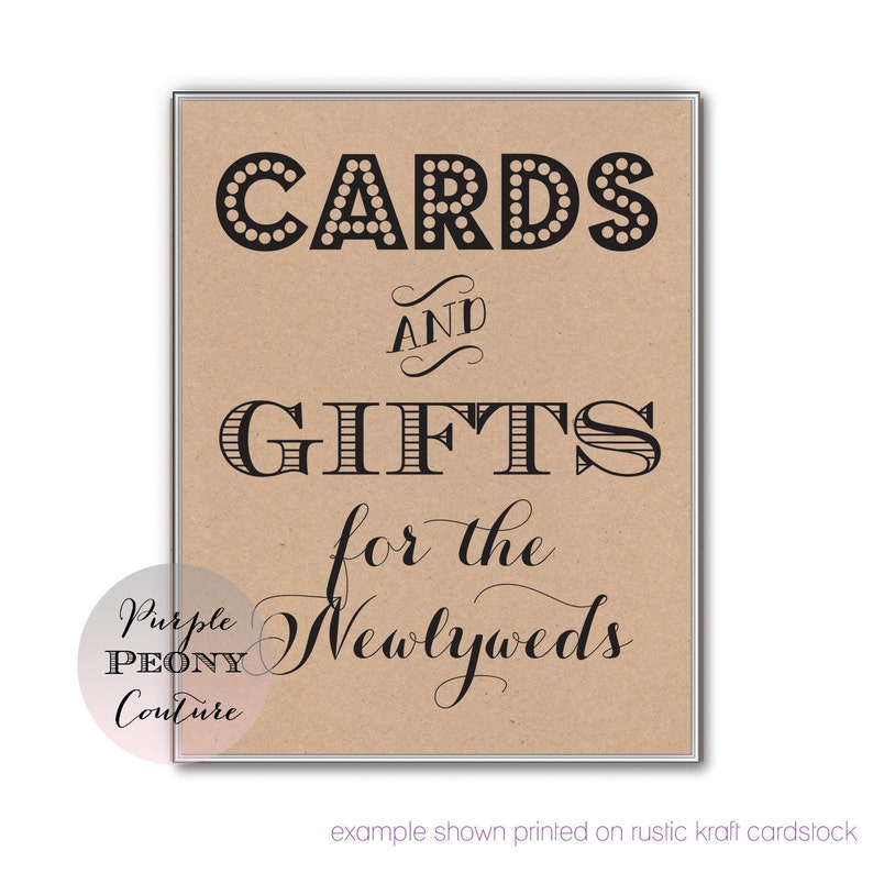 Printable Wedding Card and Gifts Table Cards Sign INSTANT DOWNLOAD 8x10 DIY pdf image 2