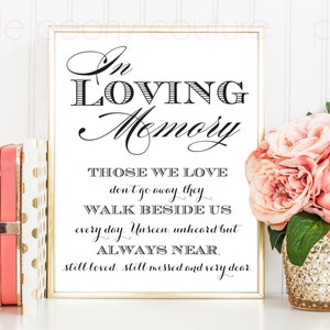 In Loving Memory Wedding Sign Memorial Table Frame 8x10 Printable PDF INSTANT DOWNLOAD image 1