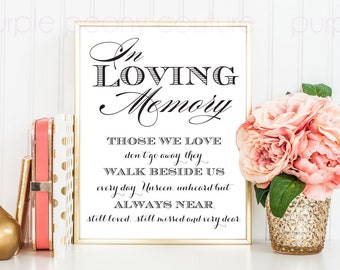 In Loving Memory Wedding Sign Memorial Table Frame 8x10 Printable PDF INSTANT DOWNLOAD