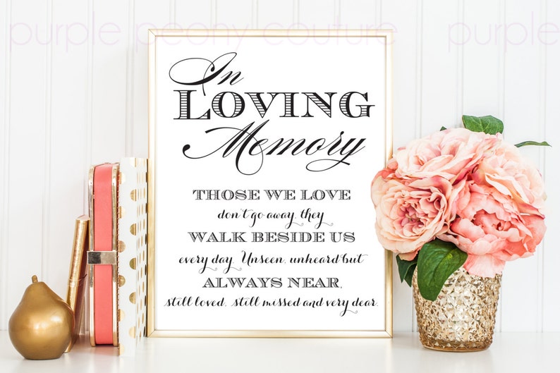 In Loving Memory Wedding Sign Memorial Table Frame 8x10 Printable PDF INSTANT DOWNLOAD image 1