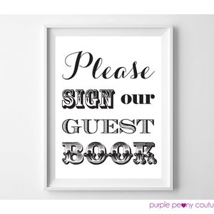 Printable Wedding Guest Book Sign Decoration Decor INSTANT DOWNLOAD 8x10 image 2