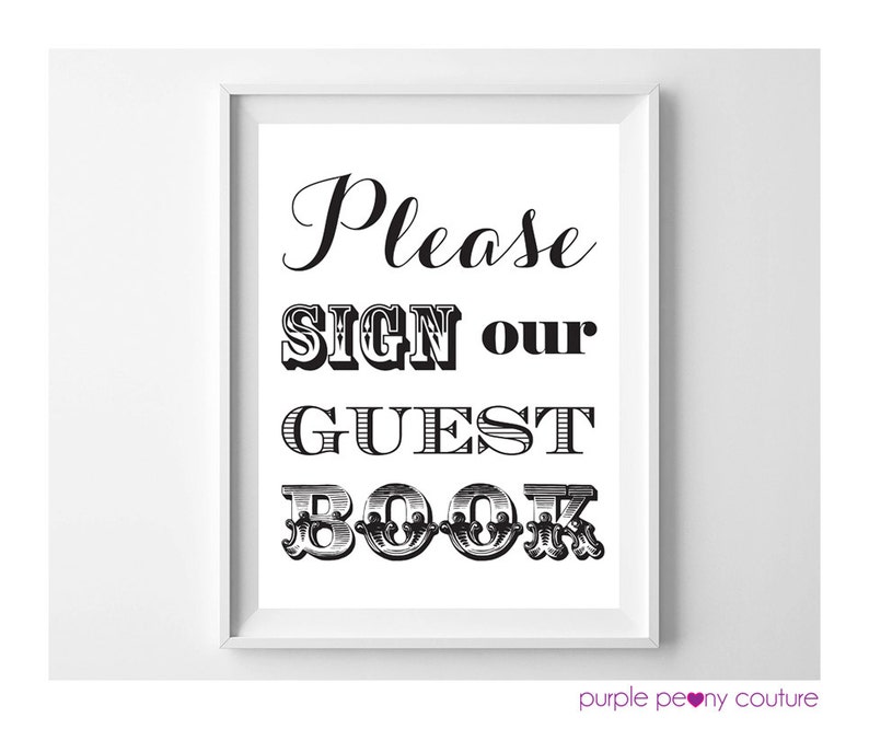 Printable Wedding Guest Book Sign Decoration Decor INSTANT DOWNLOAD 8x10 image 2