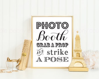 Photo Booth Prop Sign Printable Wedding New Years Eve INSTANT DOWNLOAD Photobooth 8x10 DIY