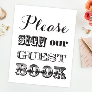 Printable Wedding Guest Book Sign Decoration Decor INSTANT DOWNLOAD 8x10 image 1