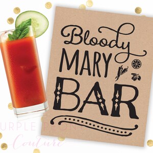 Printable Bloody Mary Bar Sign Poster Digital Brunch Bridal Shower Birthday Decoration INSTANT DOWNLOAD image 2