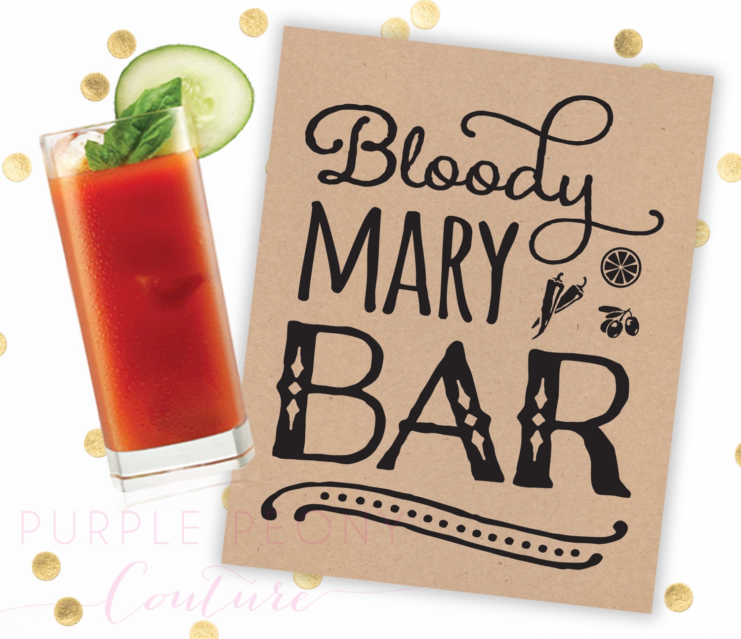 Printable Bloody Mary Bar Sign Poster Digital Brunch Bridal Shower