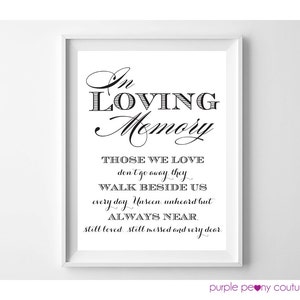 In Loving Memory Wedding Sign Memorial Table Frame 8x10 Printable PDF INSTANT DOWNLOAD image 2