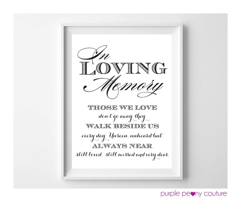 In Loving Memory Wedding Sign Memorial Table Frame 8x10 Printable PDF INSTANT DOWNLOAD image 2