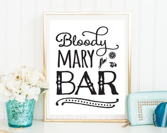 Imprimible Bloody Mary Bar Sign Poster Digital Brunch Bridal Shower Cumpleaños Decoración DESCARGA INSTANTE