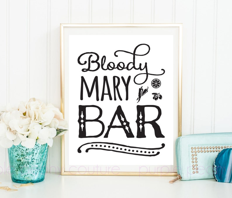 Printable Bloody Mary Bar Sign Poster Digital Brunch Bridal Shower Birthday Decoration INSTANT DOWNLOAD image 1