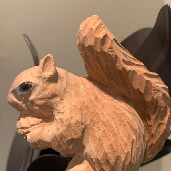 Hand Carved Wooden Squirrel