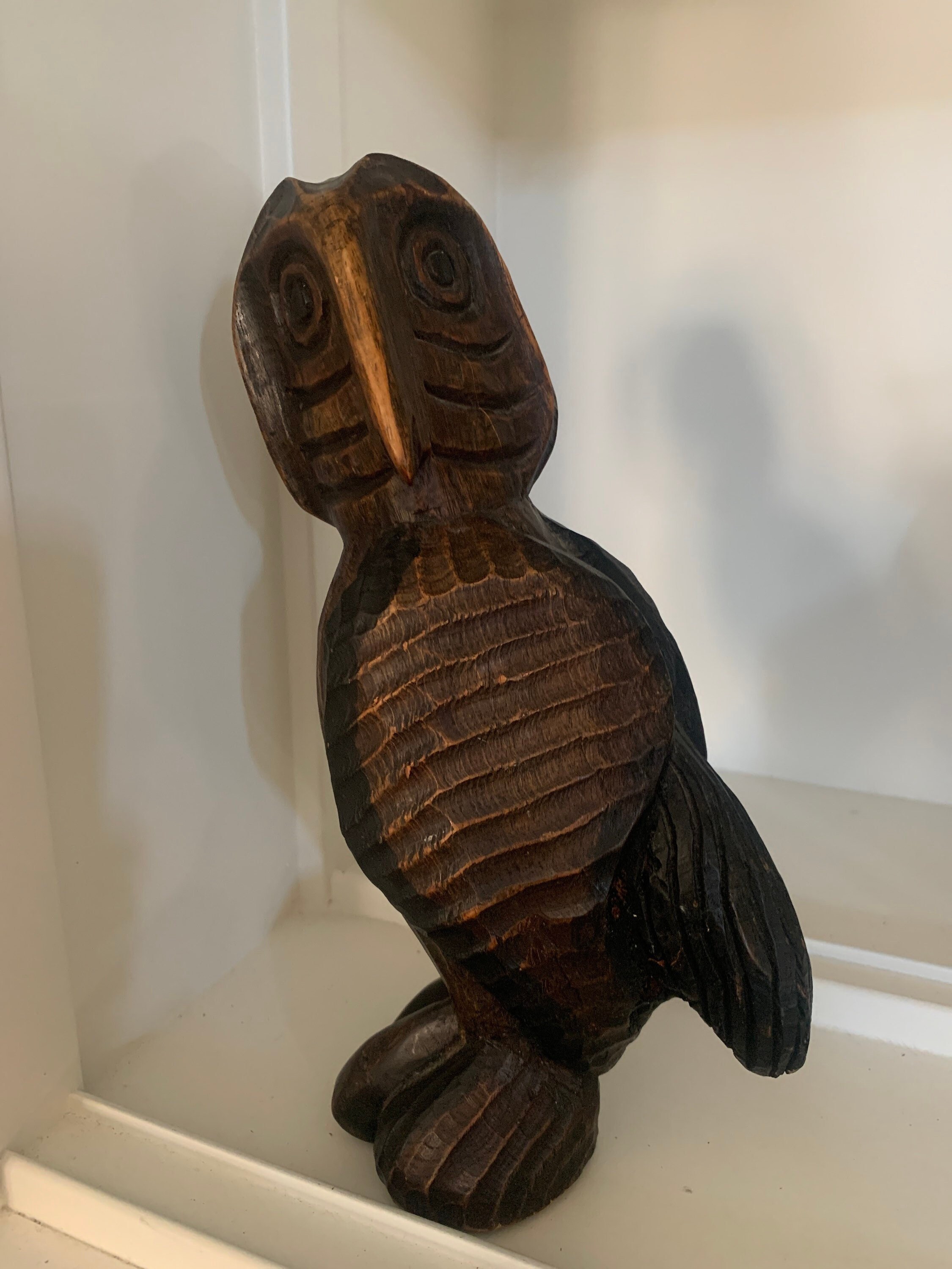Owl - Traditional Burdwan Wood Craft Handpainted Sculpture (Medium) 55