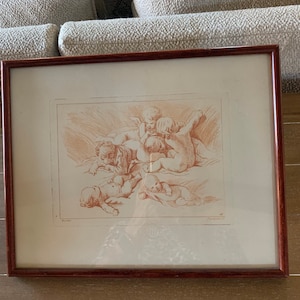 French Framed Cherubs Etching