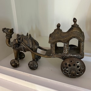 Antique Brass Camel Pull Along Cart