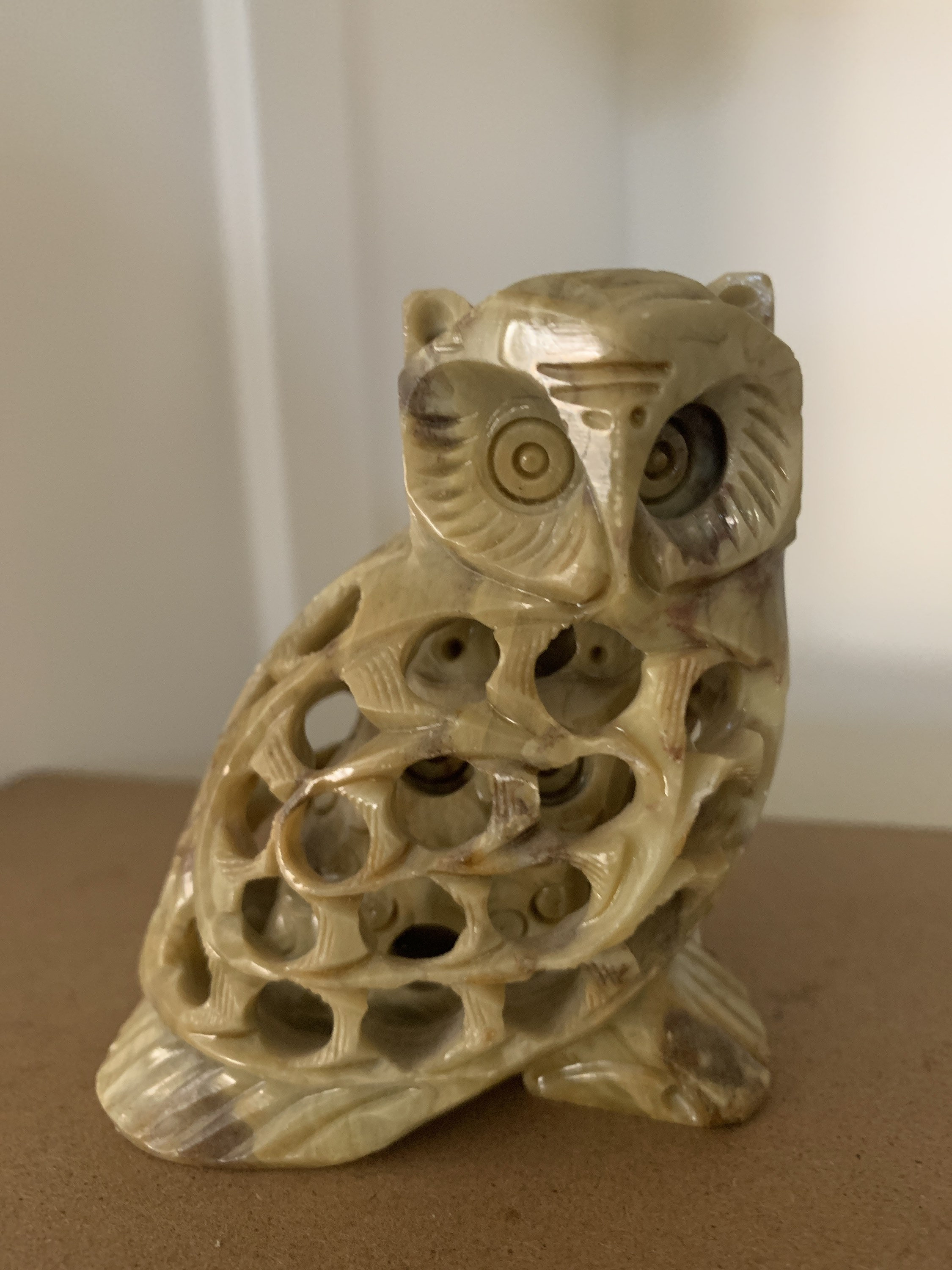 Carved Marble Owl Within an Owl