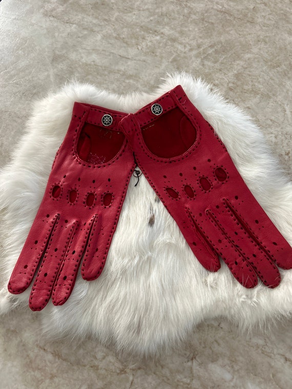 Handmade Red Soft Leather Driving Gloves