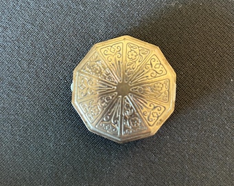 Antique Silver Plated Compact  Tin