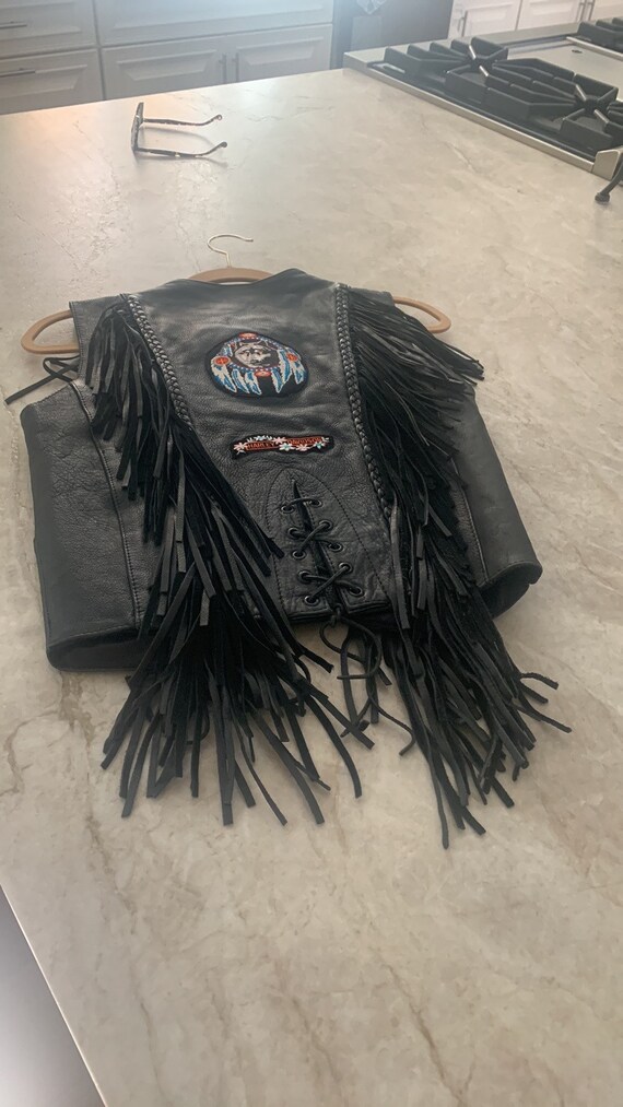 Harley Davidson Like Fringed Leather Vest Gem