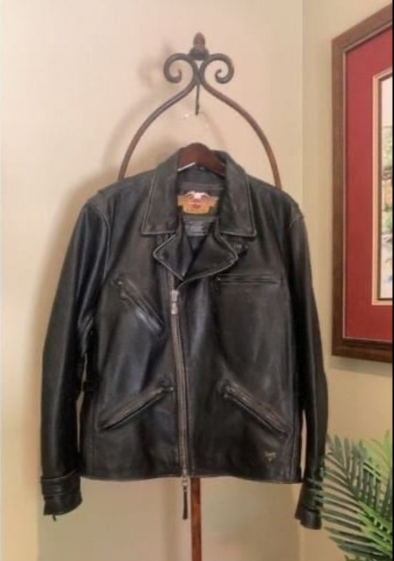 Vintage Harley Davidson Black Leather Jacket