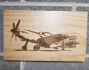 WWII Kampfflugzeug - Handgemachte Holz Flugzeug Wandkunst