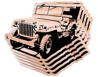 5er-Pack: WWII Militär 4x4 - 4-Zoll-Aufkleber