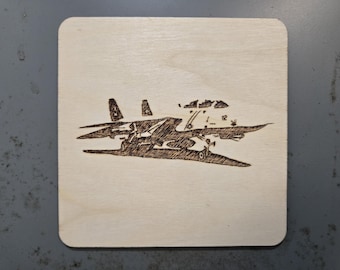 Kalter Krieg Ära Naval Kampfjet - 5x5-Zoll handgemachte holzverbrannten Magnet
