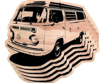 5-pack: 1973 Vintage T2 Bus Camper - 4-inch Sticker