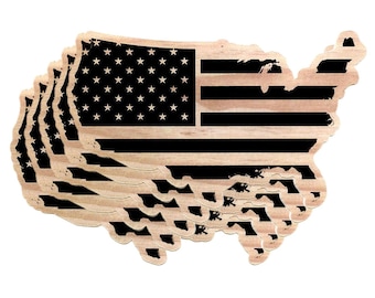 5er-Pack: USA Flagge Landkarte - 10-cm-Aufkleber