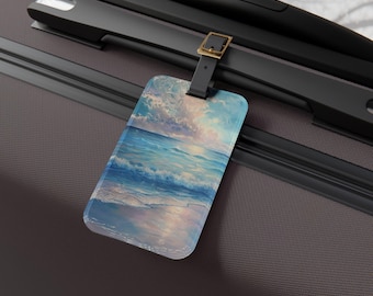 Bagagelabel Ocean of Tranquility, reisaccessoire, vakantiebenodigdheden, gepersonaliseerde bagage-ID, cadeau strandthema, tas essentieel