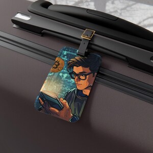 Future of Crypto Luggage Tag, Travel Gear for Bitcoin Lovers, Unique Gift for Techies, Stylish Baggage Identifier, Geeky Travel Accessories
