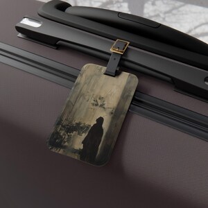 Shadows Rising Luggage Tag for Travelers, Leather Travel Tag, Vintage Style Luggage Identifier, Personalized Suitcase Tag, Ideal for Gifts