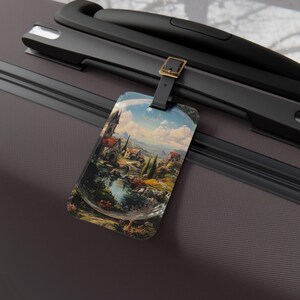 Bubble World Luggage Tag, Vintage Landscape Tag, Personalized Baggage Claim, Unique Gift for Travelers, Adventure Ready, Vacation Tag