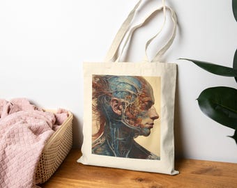 Artistic Anatomy Tote Bag | Eco-Friendly Carryall for Science Lovers, Unique Gift for Artists, Sustainable Shopping Bag, Anatomical Design