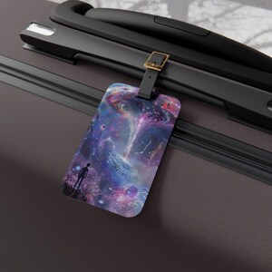 Alien Enchantment Luggage Tag, Galaxy Travel Accessory, Astronaut Themed Suitcase Label, Unisex Gifts for Travelers, Unique Vacation Tag