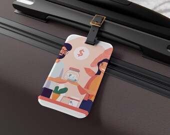Etiqueta de equipaje para organizaciones sin fines de lucro, identificador de equipaje personalizado, regalo para viajeros, accesorio para aventureros, compañero de vacaciones único