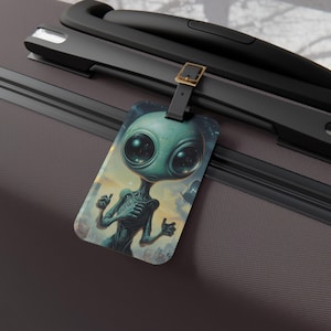Alien Adventures Luggage Tag - Travel Accessory, Gifts for Travelers, Unique Suitcase Tag, Fun Bag Label, Out of This World Travel Gear