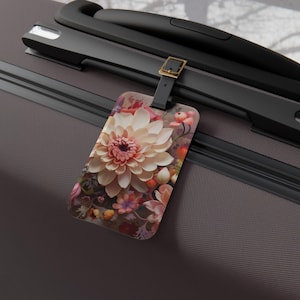 Flower Blooms Luggage Tag - Colorful Travel Accessory, Gift for Wanderlust, Floral Print Bag Tag, Vacation Essential, Travel Item