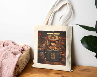Vintage Toy Shop Tote Bag, Cute Shopping Bag, Eco-Friendly Tote, Gift for Animal Lovers, Artsy Market Bag, Everyday Tote, Daily Essential