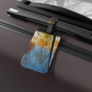 River Reflections Luggage Tag | Colorful Travel Accessory, Unique Gift for Travelers, Personalize for Vacations, Durable Bag Tag