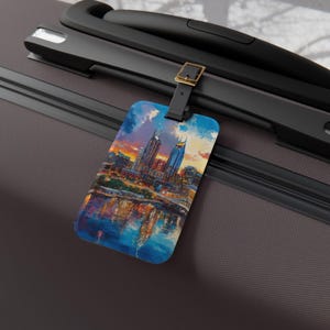 Nashville Skyline Luggage Tag | Travel Gift, Personalized Baggage Identifier, Vacation Accessory, Unique Souvenir, Airport Style Essential