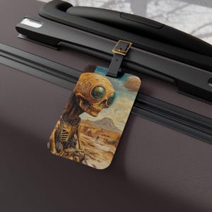 Martian Madness Luggage Tag | Unique Traveler Accessory | Space Alien Design, Perfect for Travel Enthusiasts, Gift for Adventurers, Retro