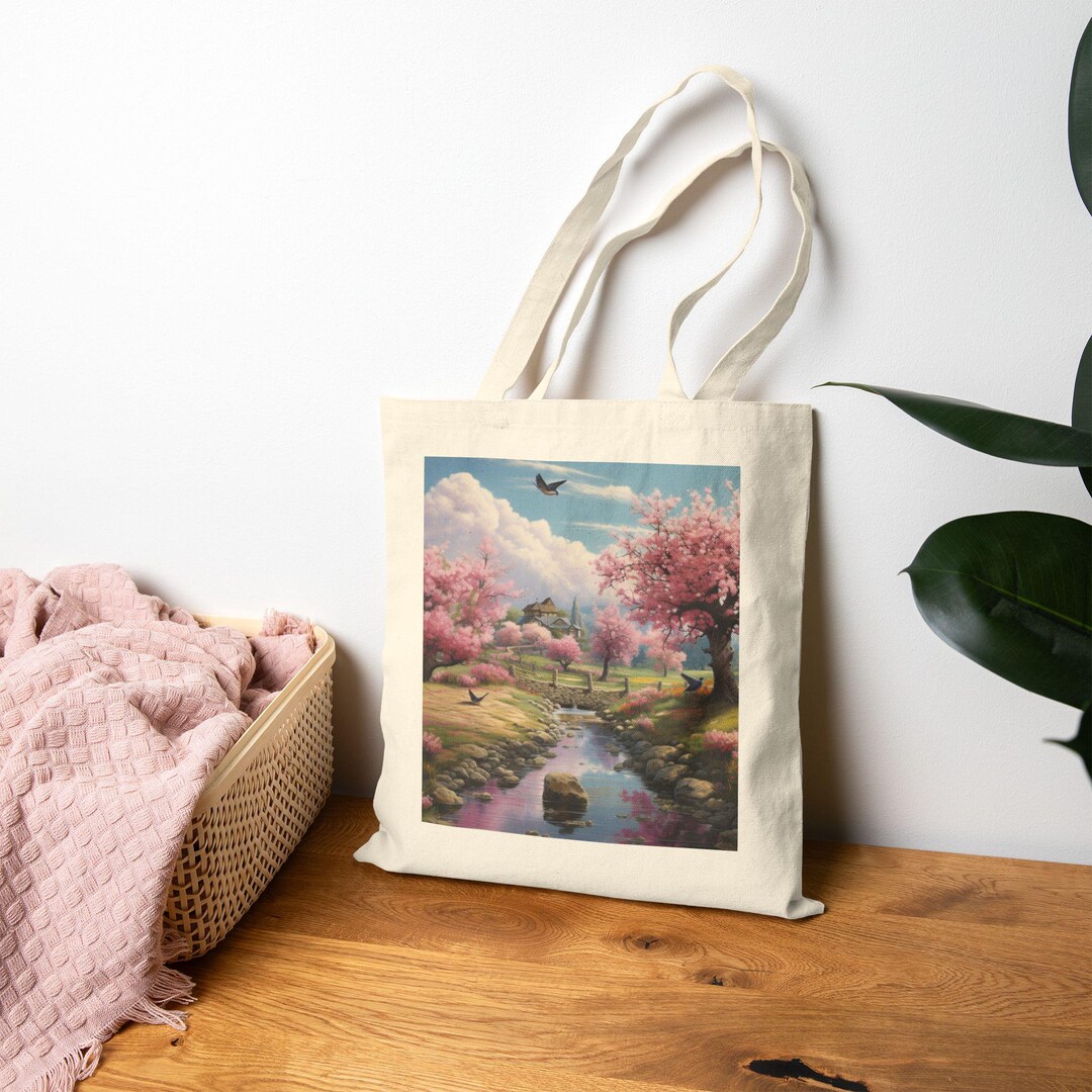 Spring Scenes Tote Bag, Eco-friendly Bag, Spring Floral Shopper, Gift ...