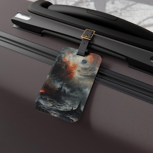 Grim Sky Luggage Tag, Personalized Suitcase ID, Travel Accessory, Galaxy Design, Alien Travel Theme, Gift for Travelers, Travel Essential