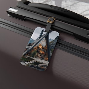 Norway Architecture Luggage Tag with Modern Cabin Design | Travel Accessory, Gift for Travelers, Personalized Luggage Identifier, Vacation