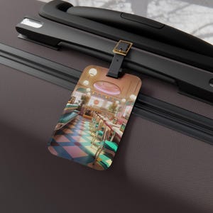 Retro Diner Luggage Tag, Vintage Travel ID Holder, Personalized Baggage Tag, Gift for Travelers, Unique Luggage Accessory, Travel Essential
