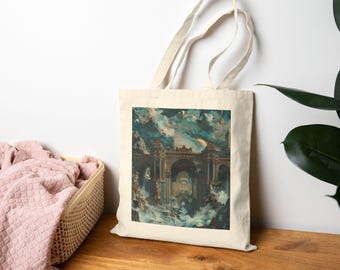 Opulent Scenes Tote Bag with Vintage Arch Design, Eco-Friendly Shopping Bag, Gift for Art Lovers, Reusable Tote, Boho Style Daily Essential