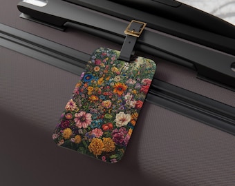 Etiqueta de equipaje del Festival de las Flores, accesorio de viaje, regalo para viajeros, etiqueta de equipaje floral, identificador de equipaje único, esencial para las vacaciones de verano