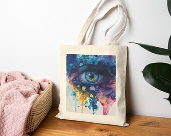 Watercolor Wonders Tote Bag, Eco-Friendly Shopper, Gift for Art Lovers, Boho Style, Festival Bag, Daily Essential, Canvas Tote Bag