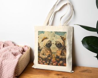 Beekeeping Tote Bag - Eco-Friendly Shopping Bag, Gift for Space Enthusiasts, Art Tote, Floral Canvas Bag, Daily Essential Tote